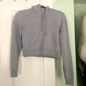 gray cropped zip up